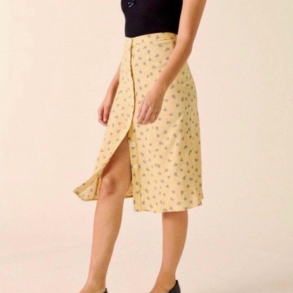 Rouje Yellow Cream Pencil Skirt with Slit